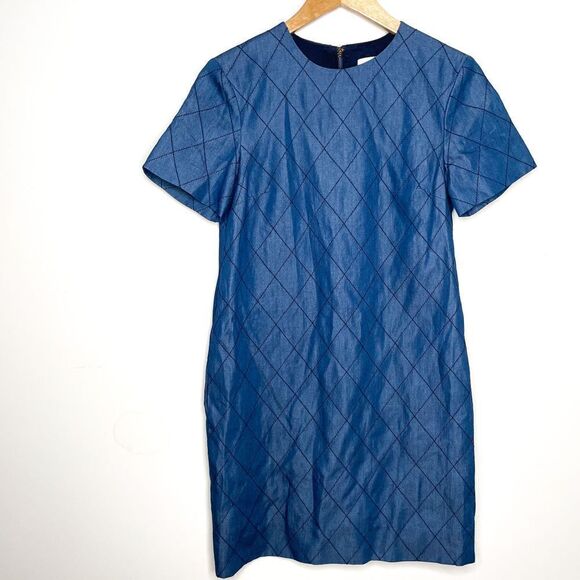 Kate Spade short-sleeve quilted chambray dress, darkest blue - Picture 7 of 11